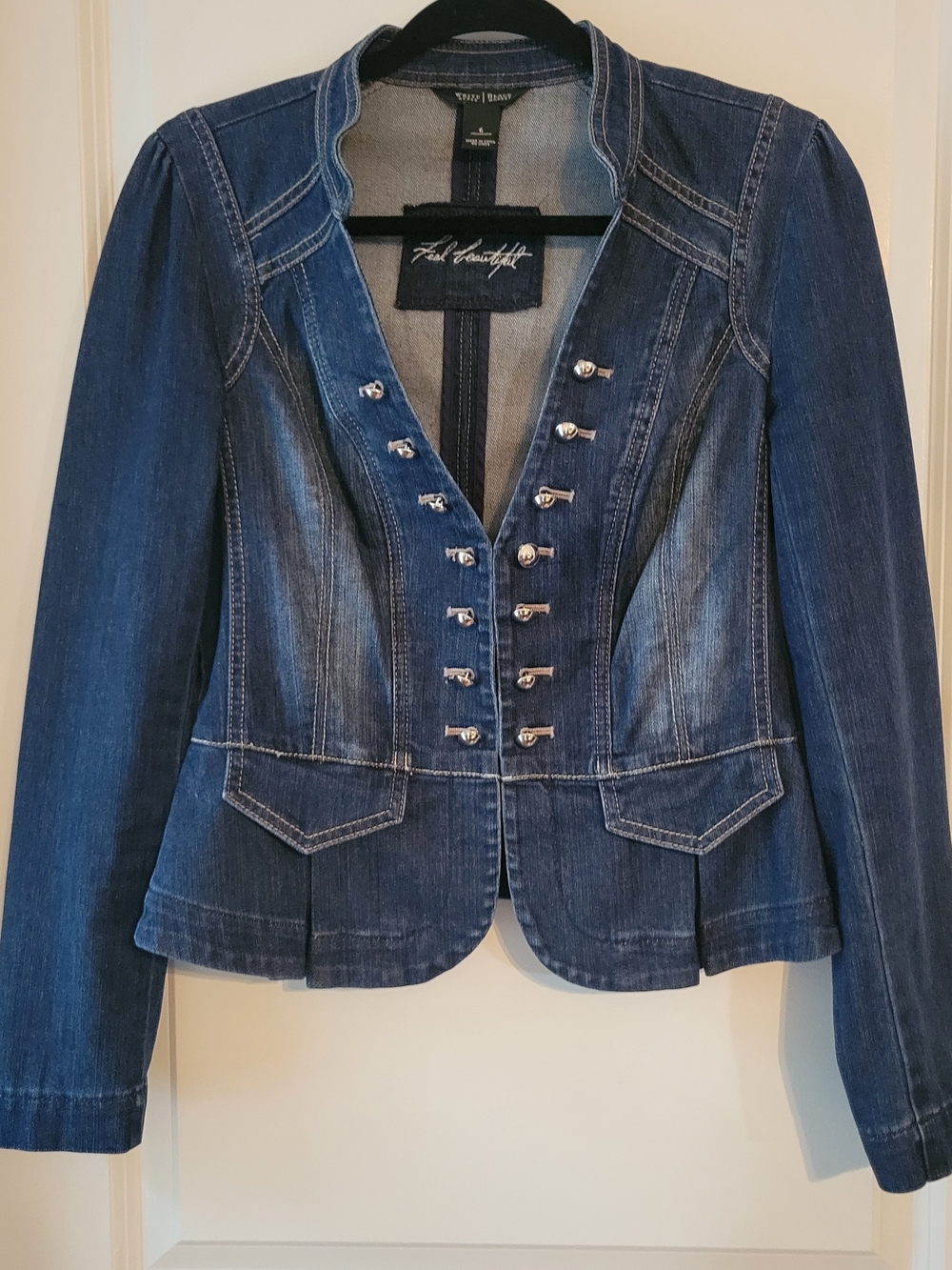 White House Black Market Dark Blue Denim Structured Jacket
